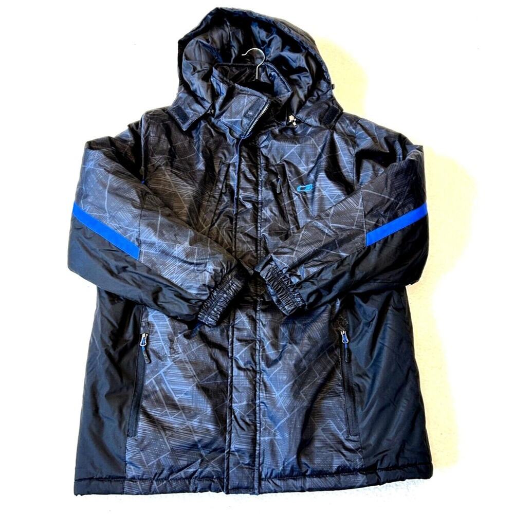 CB Sports Jacket Men's Ski Snowboard Winter Black/Blue Hooded Coat Size Medium